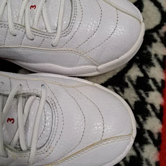 Nike Air Jordan Men Air Jordan 12 White Leather Sneakers Size 9